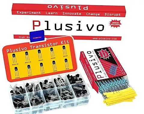 Plusivo BJT Transistors Assortment Kit with Bonus Resistor Pack