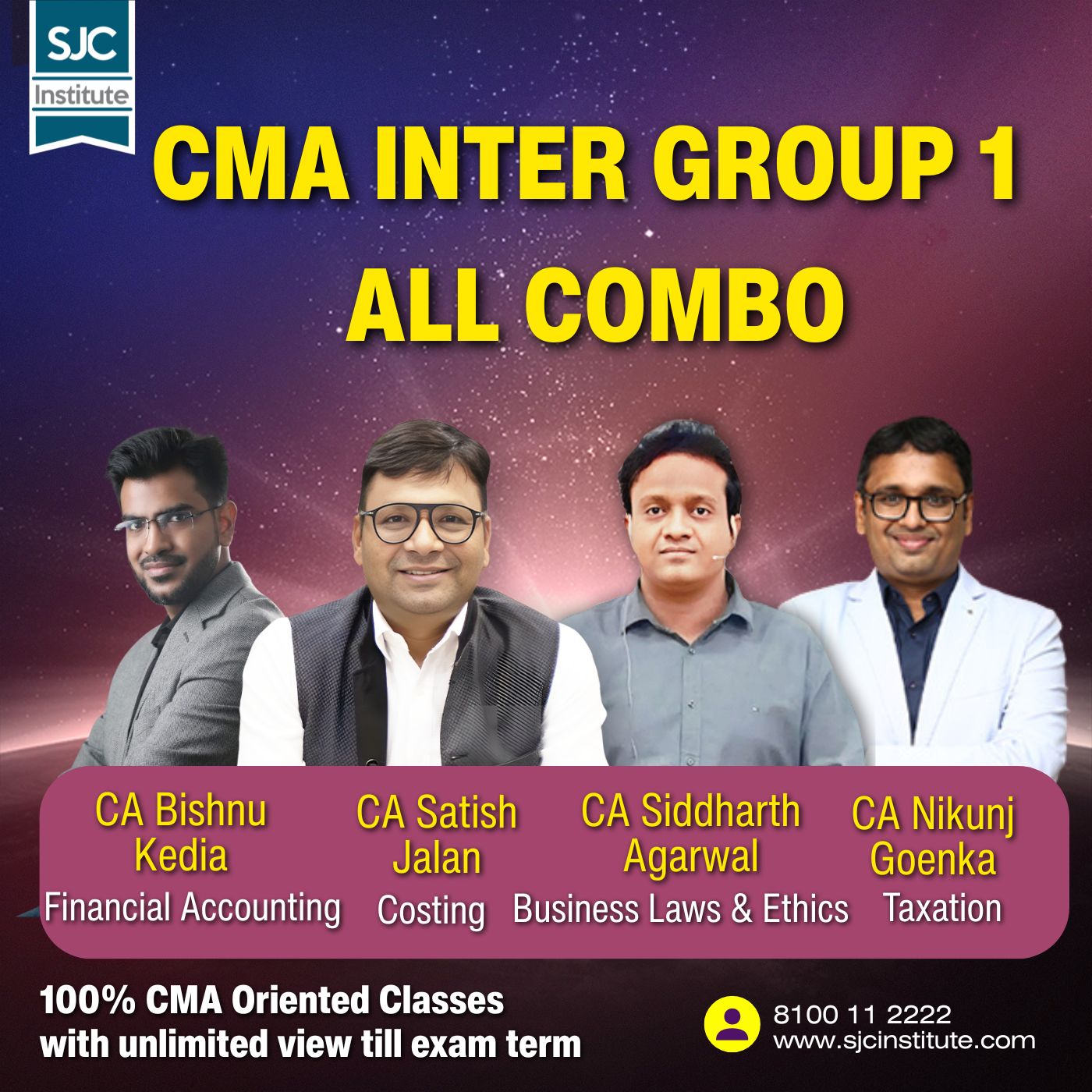CMA Inter Group 1 All Combo (COST + BLE + TAX + FA) By CA Satish Jalan,CA Siddharth Agarwal,CA Nikunj Goenka, CA Bishnu Kedia