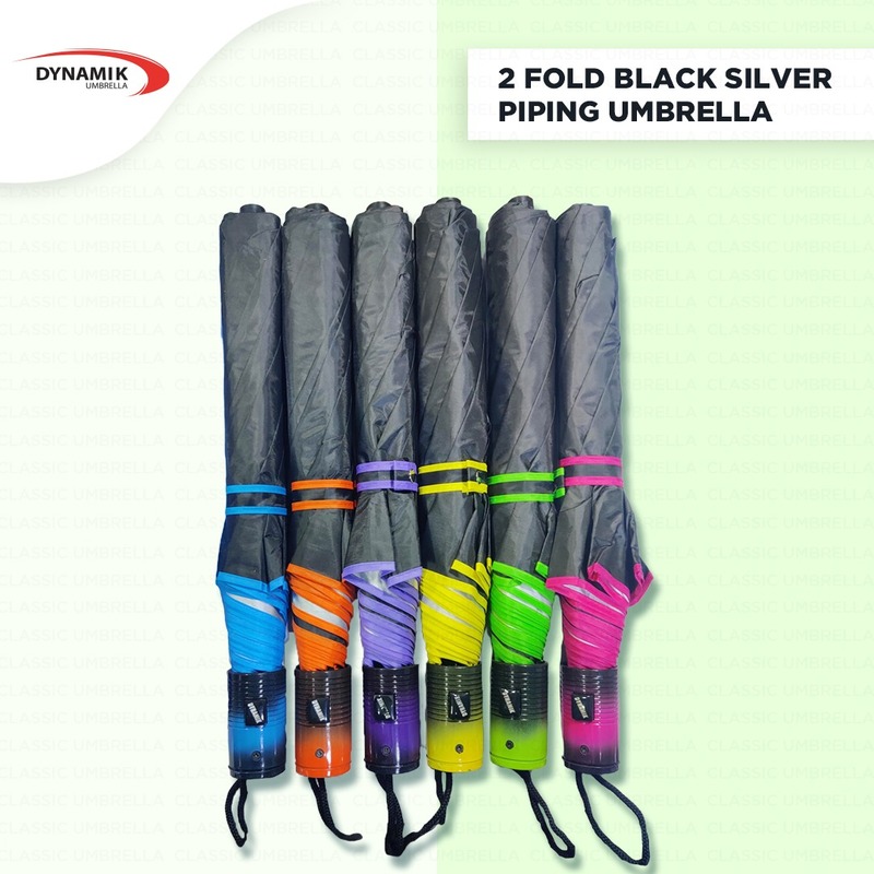 2Fold Black Silver Piping Umbrella | Pack of 12pcs | 21inch - INR 120/piece | 24inch - INR 150/piece