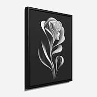 Elegant Feminine Bloom Black White Wall Art – Modern Floral Silhouette Décor