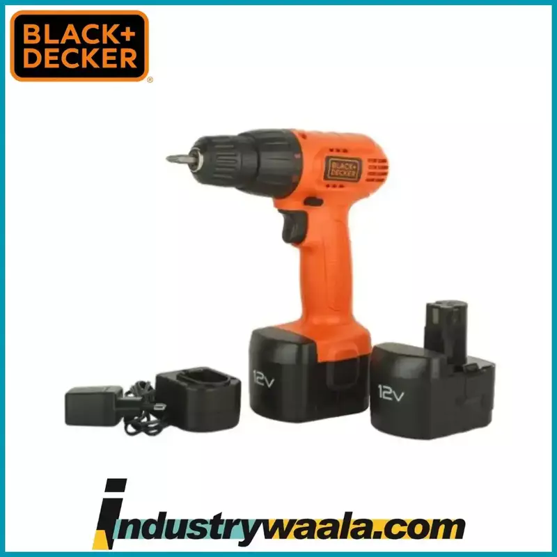 BLACK+DECKER CD121B2-IN 12V 10mm Ni-Cd Cordless Variable Speed Drill with 2 Batteries
