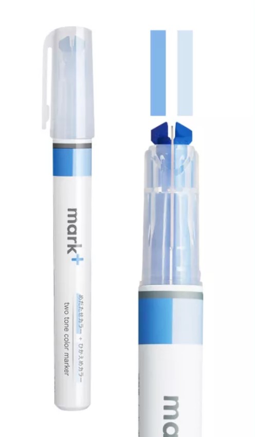 Kokuyo Highlighter Pen 2 Tone Mark Tus Blue
