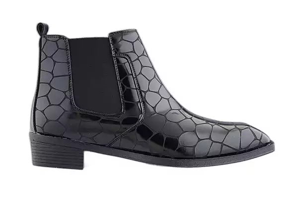 Men’s Patent Croc-Pattern Chelsea Boots