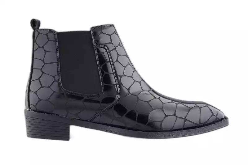 Men’s  Patent Croc-Pattern Chelsea Boots