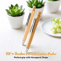 BP11 Bamboo Hexagonal Pen with Bamboo Pusher