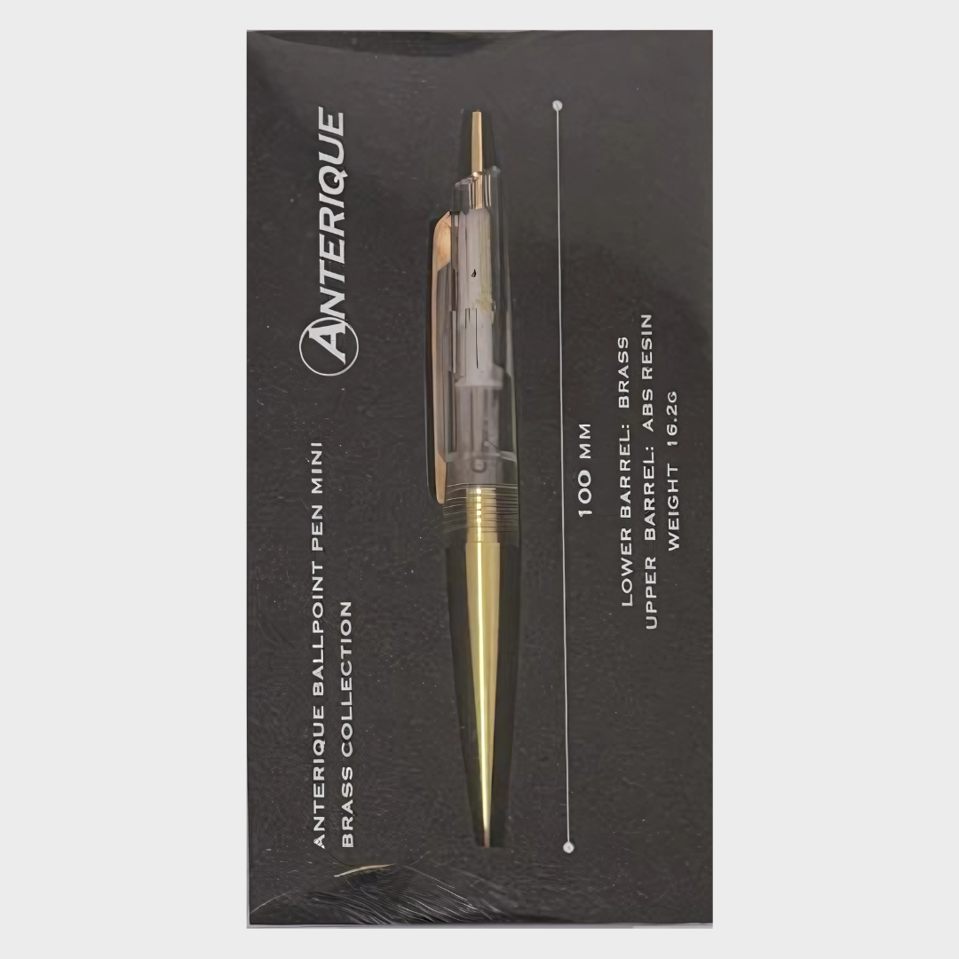 Anterique | Ballpoint Pen | 0.5mm | Black Ink | Brass | Mini | Vintage | BP20-BP20-CC