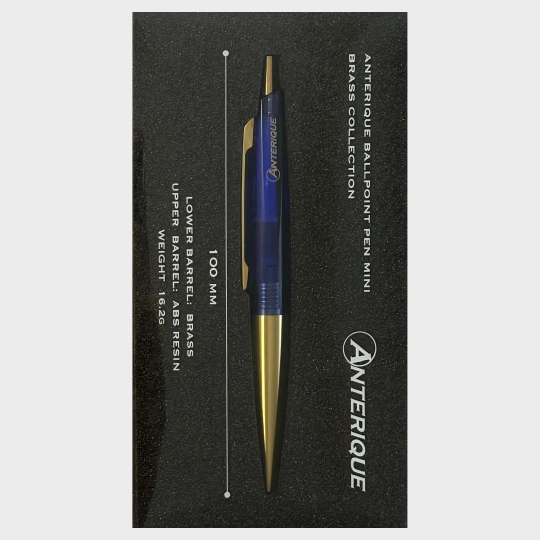 Anterique | Ballpoint Pen | 0.5mm | Black Ink | Brass | Mini | CLEAR | BP20-CRB