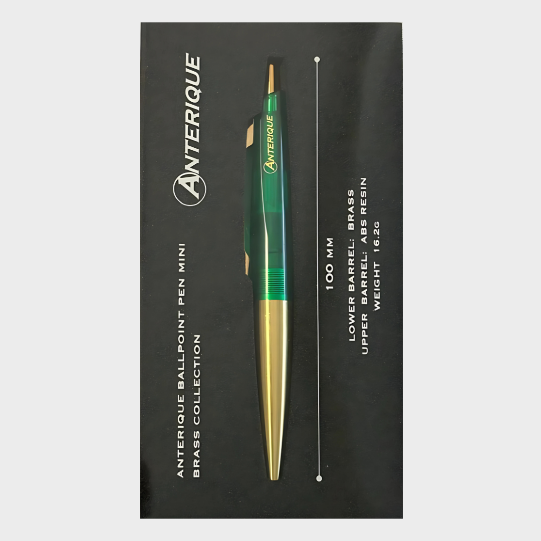 Anterique | Ballpoint Pen | 0.5mm | Black Ink | Brass | Mini | CLEAR | BP20-CRG