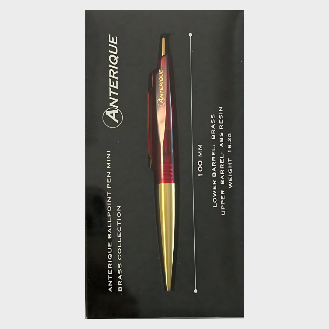 Anterique | Ballpoint Pen | 0.5mm | Black Ink | Brass | Mini | CLEAR | BP20-CRR