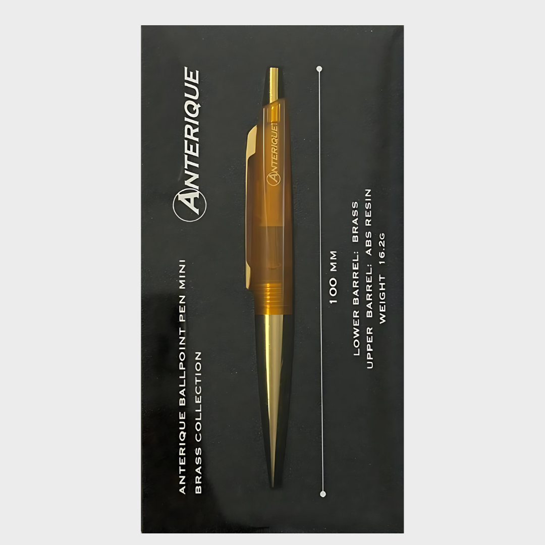Anterique | Ballpoint Pen | 0.5mm | Black Ink | Brass | Mini | CLEAR | BP20-CRY
