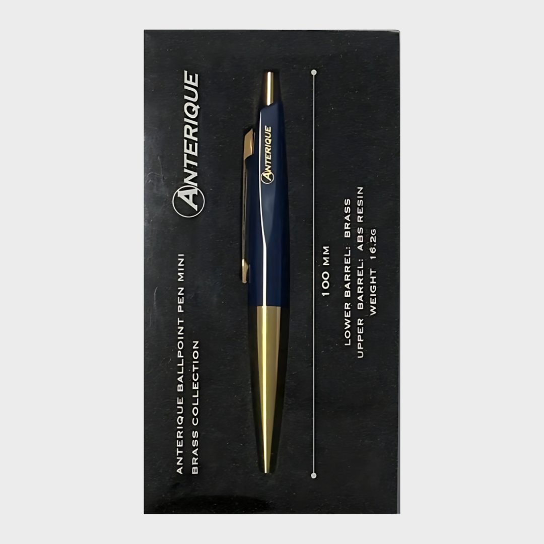 Anterique | Ballpoint Pen | 0.5mm | Black Ink | Brass | Mini | Vintage | BP20-NB