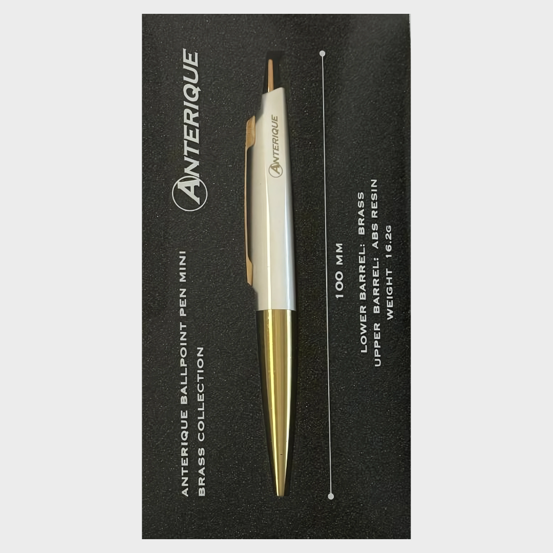 Anterique | Ballpoint Pen | 0.5mm | Black Ink | Brass | Mini | Vintage | BP20-SW