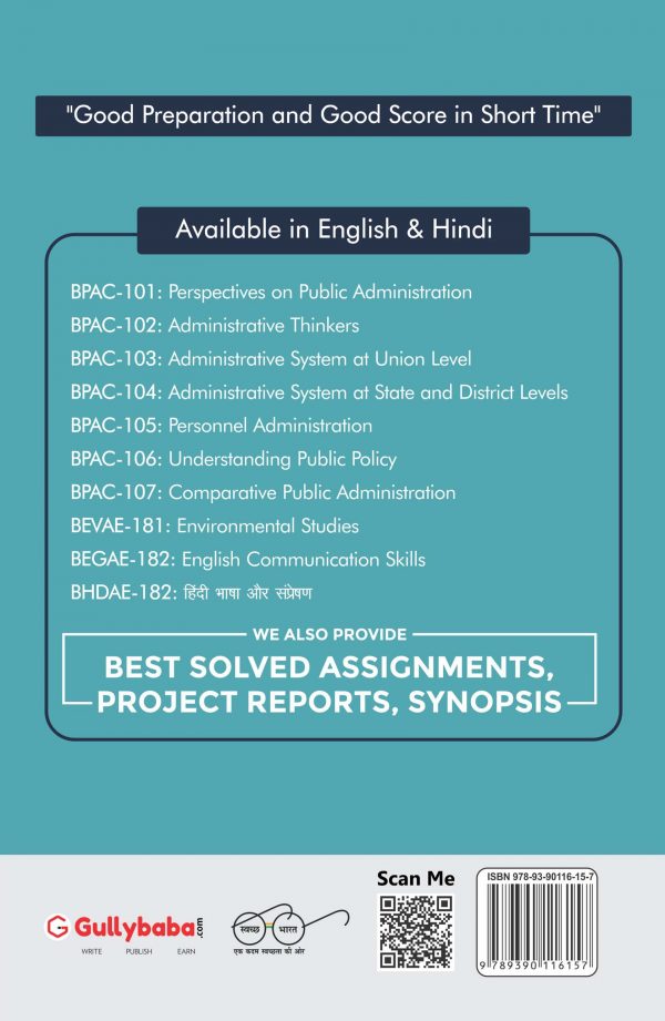 IGNOU BPAC-102 - Administrative Thinkers, Latest CBCS Help Book Edition