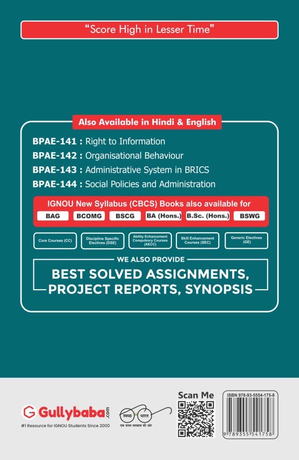 IGNOU BPAE-142 - Organisational Behaviour, Latest CBCS Help Book Edition