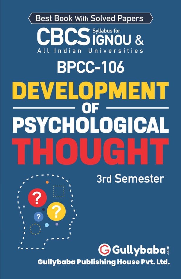 IGNOU BPCC-106 - Development of Psychological Thought, Latest CBCS Help Book Edition