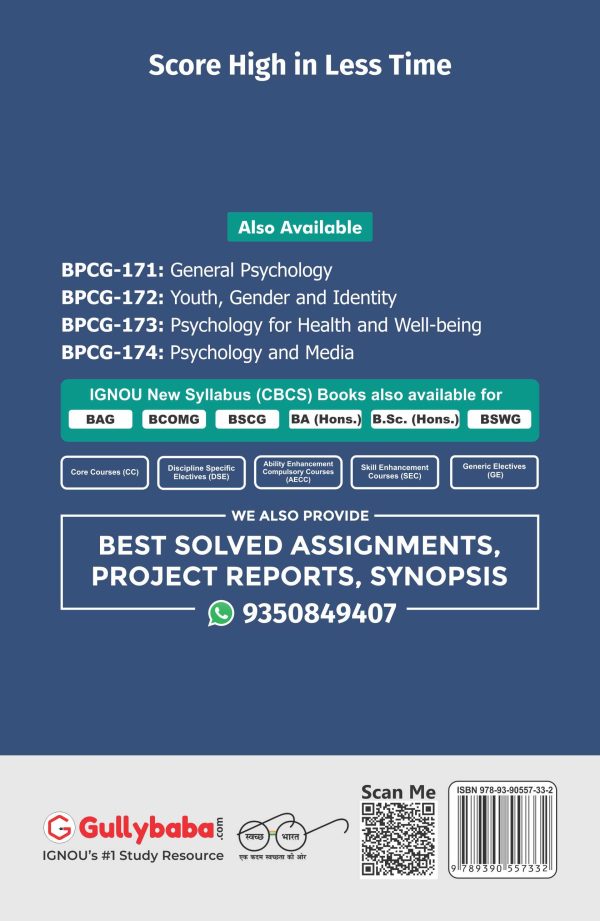 IGNOU BPCG-173 - Psychology for Health and Well Being, Latest CBCS Help Book Edition