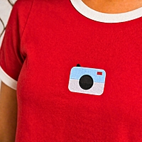 Women’s Red Crop Top | Camera Embroidery | Regular Fit | Premium Cotton