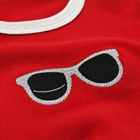 Women’s Red Crop Top | Sunglasses Embroidery | Regular Fit | Premium Cotton