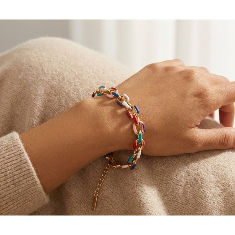 Florium™ : Sleek Link Chain Bracelet   [BRSSCN-02]