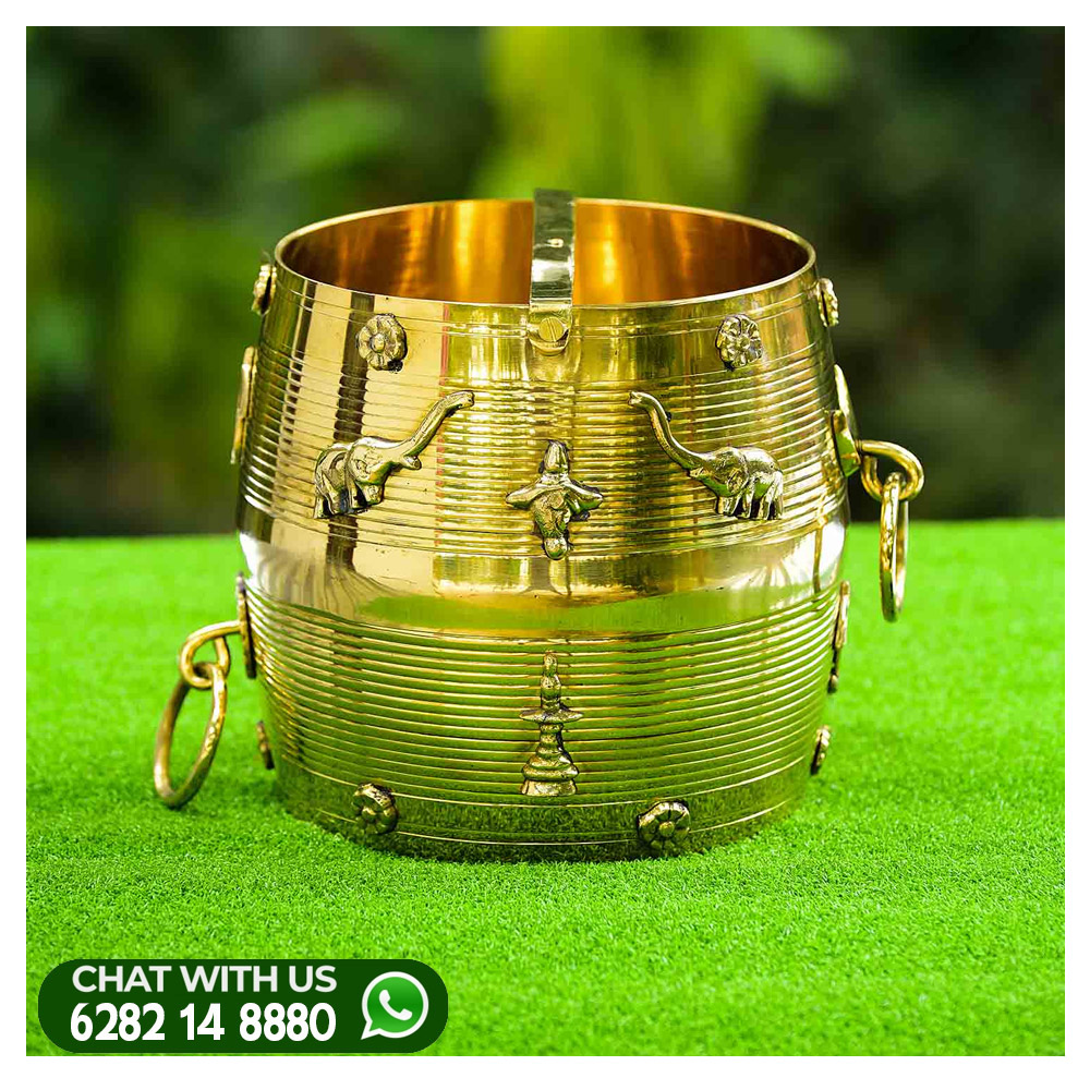 Brass Para Authentic Kerala Measuring Vessel for Rituals and Home Dec –