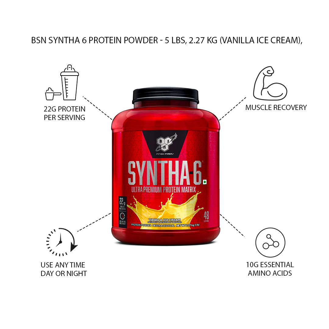 BSN Syntha 6 Protein Powder - 5 lbs, 2.27 kg (Vanilla Ice Cream)
