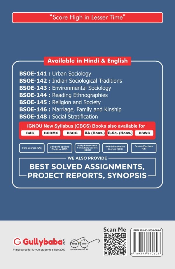 IGNOU BSOE-142 - Indian Sociological Traditions, Latest CBCS Help Book Edition