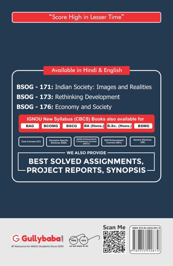 IGNOU BSOG-176 - Economy and Society, Latest CBCS Help Book Edition