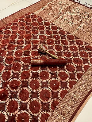 Banarasi Silk Saree-Brown