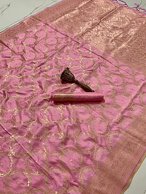 Banarasi Silk Saree-Peach