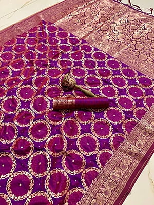 Banarasi Silk Saree-Wine