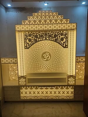 Ethereal Radiance Full Corian Mandir with Backlight Ethereal Radiance Full Corian Mandir with Backlight