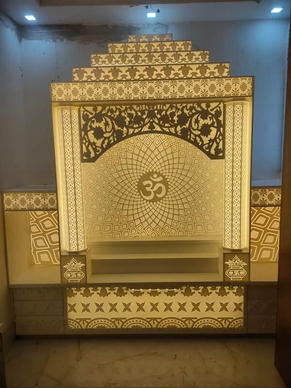 Ethereal Radiance Full Corian Mandir with Backlight Ethereal Radiance Full Corian Mandir with Backlight