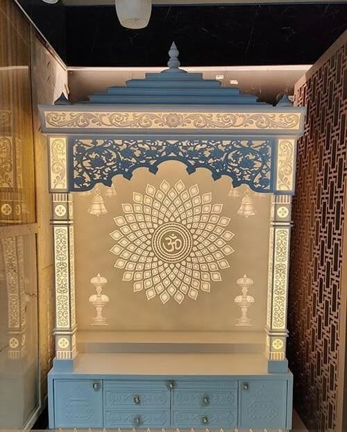 Celestial Harmony Full Corian Mandir with Backlight