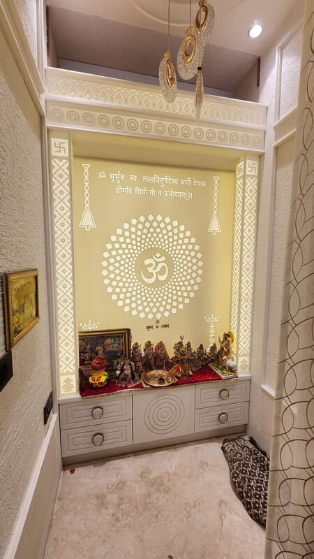 Divine Tranquility Full Corian Mandir with Backlight