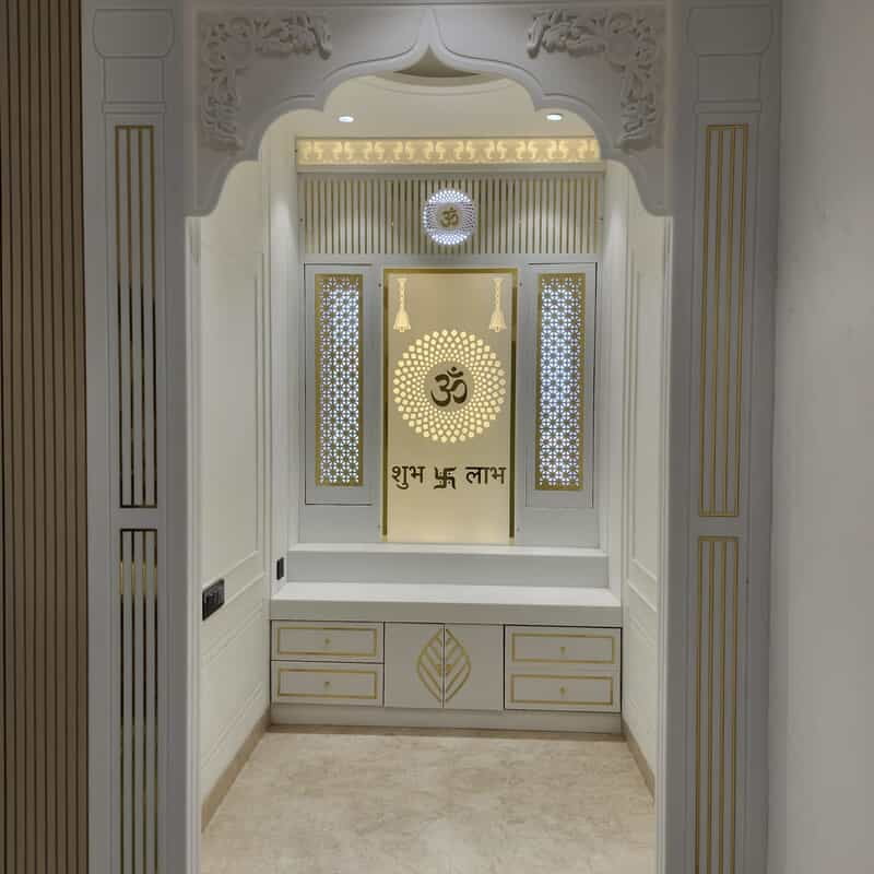 Serene Bliss Full Corian Mandir with Backlight Serene Bliss Full Corian Mandir with Backlight