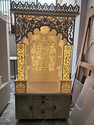 Divine Elegance Full Corian Mandir with Backlight