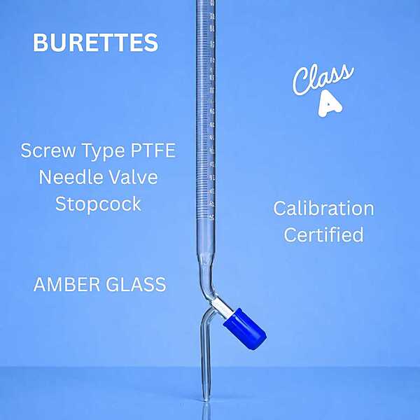 BURETTES - Class A - Screw Type PTFE Needle Valve Stopcock