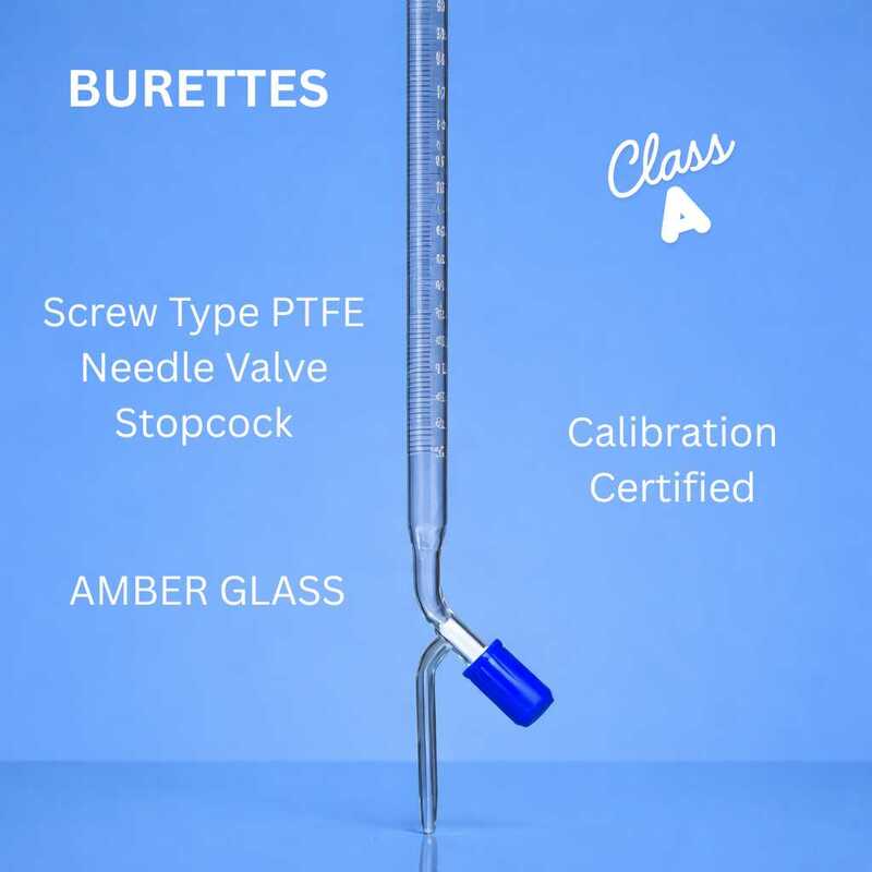 BURETTES - Class A - Screw Type PTFE Needle Valve Stopcock