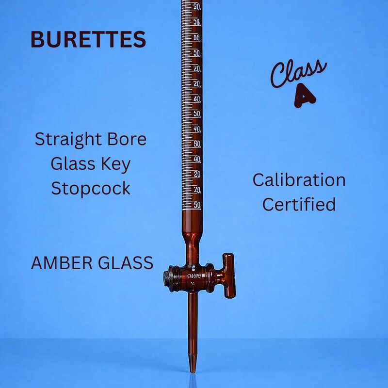 BURETTES - Class A - Straight Bore Glass Key Stopcock