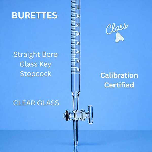 BURETTES - Class A - Straight Bore Glass Key Stopcock