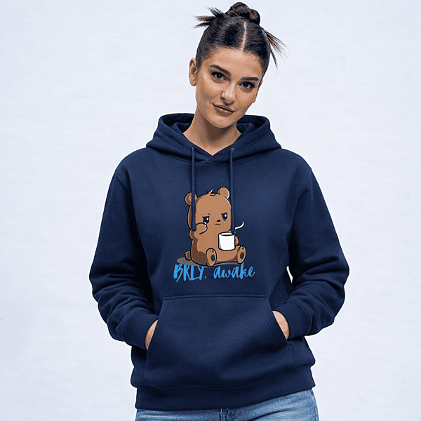 Unisex Navy Blue BRLY. Awake Graphic Printed Hoodie