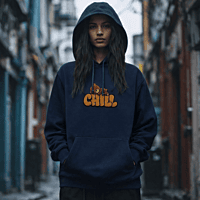 Unisex Navy Blue Chill Graphic Printed Hoodie