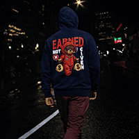 Unisex Navy Blue Graphic Printed Hoodie