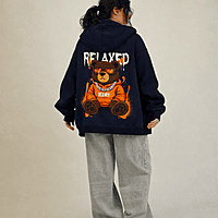 Unisex Navy Blue Relaxed Today Graphic Printed Hoodie