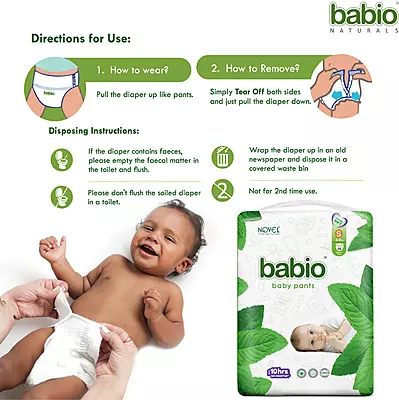Babio Premium Baby Diaper Pants - Free Babio Wet Wipes 50 count