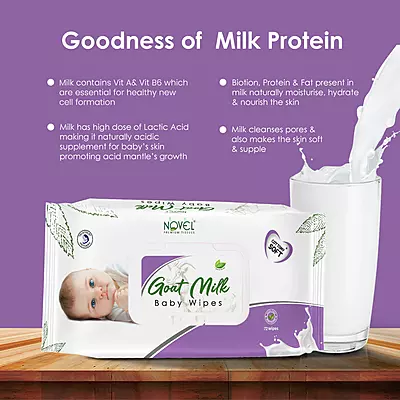 Babio Baby Goat Milk Wipes Deeply Moisturizing & Gentle 72 Sheets Pack of 2 with Lid