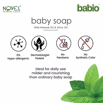 Novel Babio Baby Soap with Almond oil & Olive oil 75g