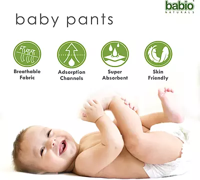 Babio Premium Baby Diaper Pants - Free Babio Wet Wipes 50 count