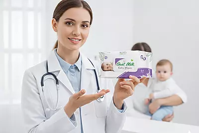 Babio Baby Goat Milk Wipes Deeply Moisturizing & Gentle 72 Sheets Pack of 2 with Lid