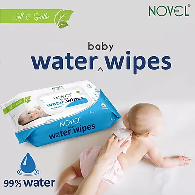 Babio Baby Water Wipes Ultra-Gentle & Hydrating 80 Sheets Pack of 2 with Lid